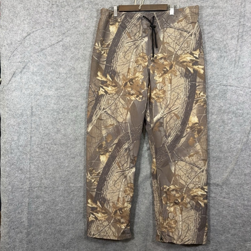 10X Realtree Goretex Rainwear Pants Mens Sz L Brown Camo Hunting USA Made VTG